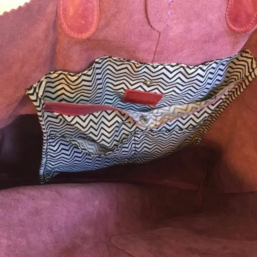 Hobo Purple Pink Boho Oversized Lightweight Leather Tote Shoulder Bag - Picture 4 of 5